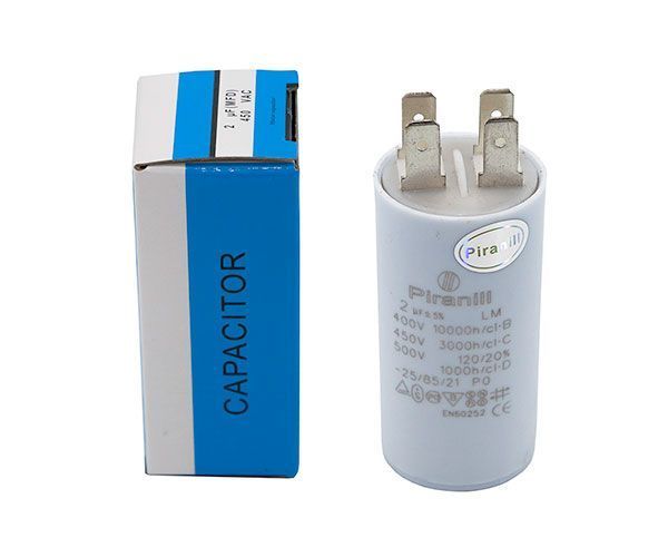 Конденсатор CBB60 2 мкФ 450V, з клемами (Piranil) H1-0001